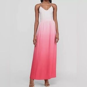 Express Maxi Dress Ombre Pink XS Halter Neck Sleeveless